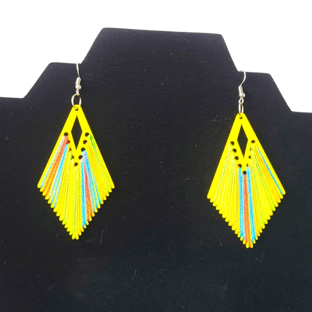 Earrings, African earrings, Yellow earrings, Ankara earrings with a free bag